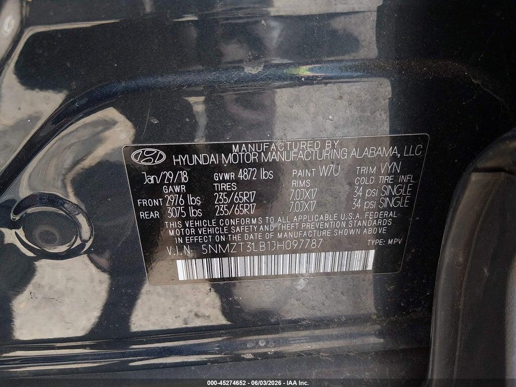 5NMZT3LB1JH097787 2018 HYUNDAI SANTA FE SPORT photo no. 9