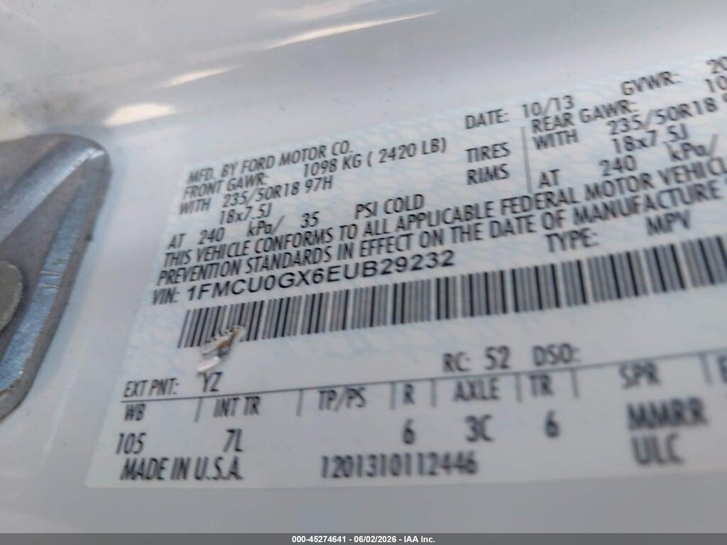1FMCU0GX6EUB29232 2014 FORD ESCAPE photo no. 9