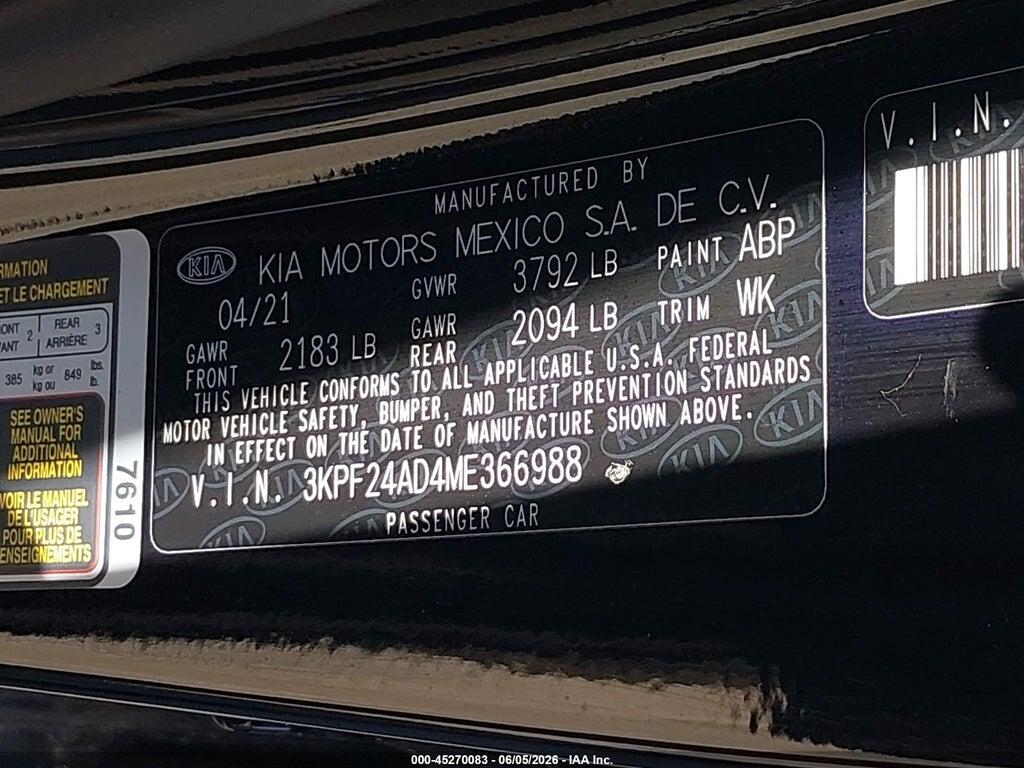 3KPF24AD4ME366988 2021 KIA FORTE photo no. 9