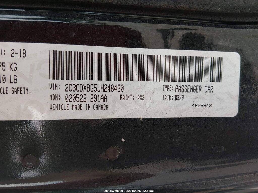 2C3CDXBG5JH248430 2018 DODGE CHARGER photo no. 9