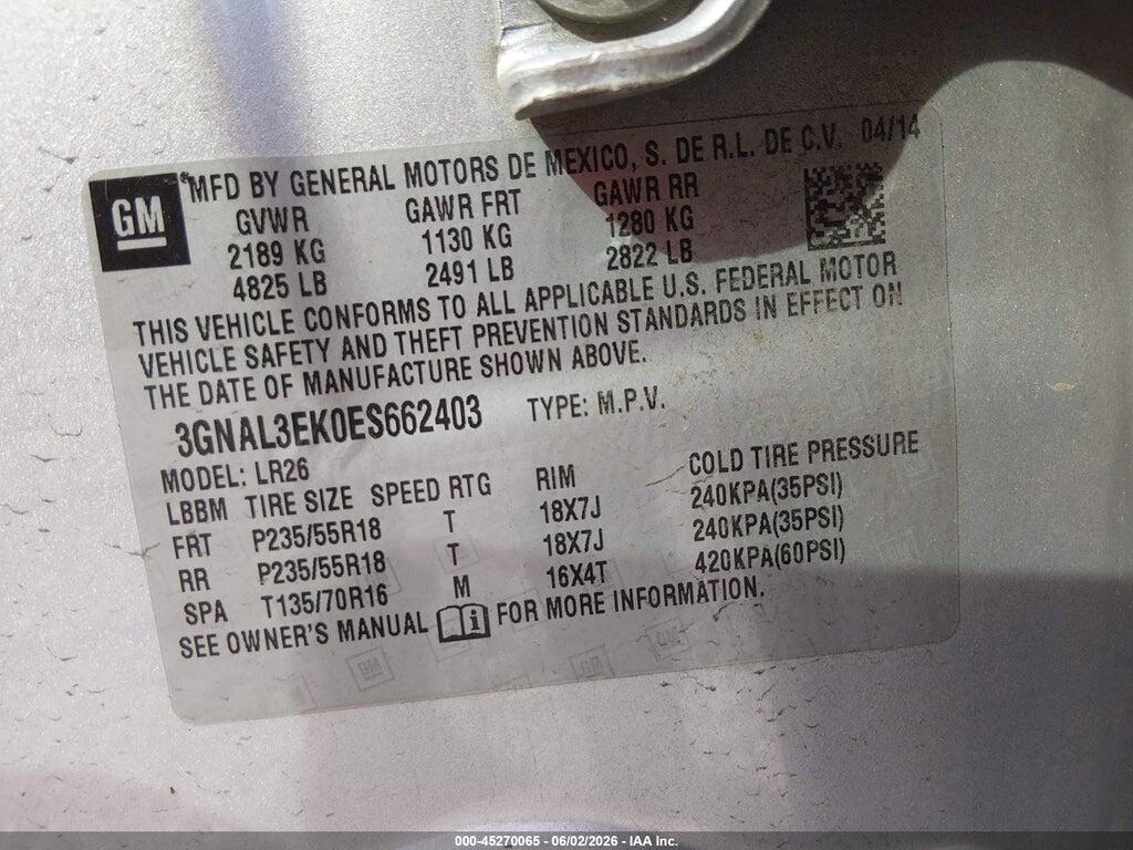 3GNAL3EK0ES662403 2014 CHEVROLET CAPTIVA SPORT photo no. 9