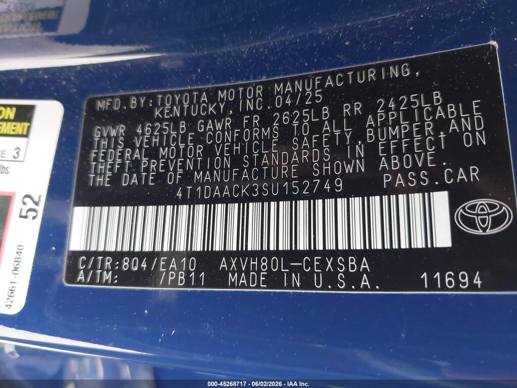 4T1DAACK3SU152749 2025 TOYOTA CAMRY photo no. 9
