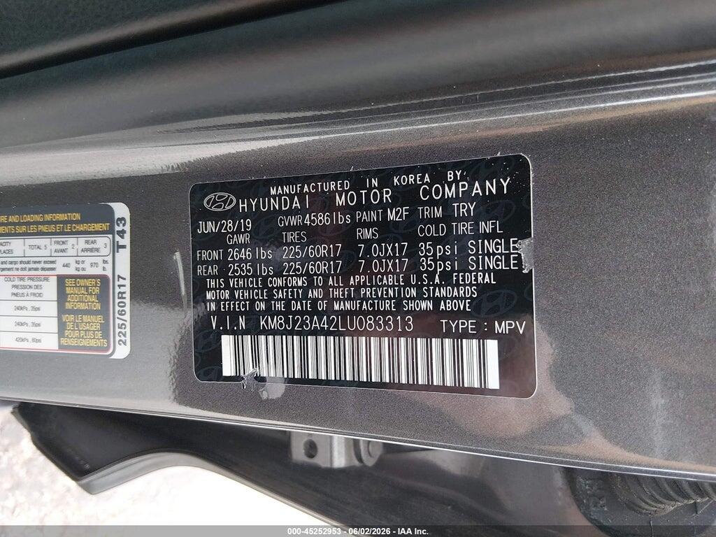 KM8J23A42LU083313 2020 HYUNDAI TUCSON photo no. 9