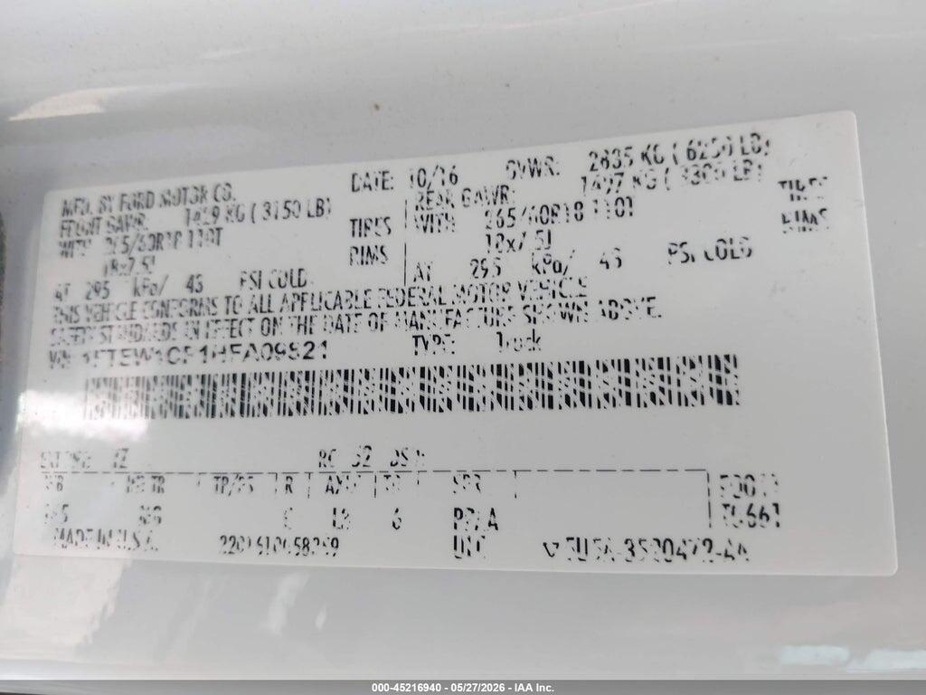 1FTEW1CP1HFA09821 2017 FORD F-150 photo no. 9