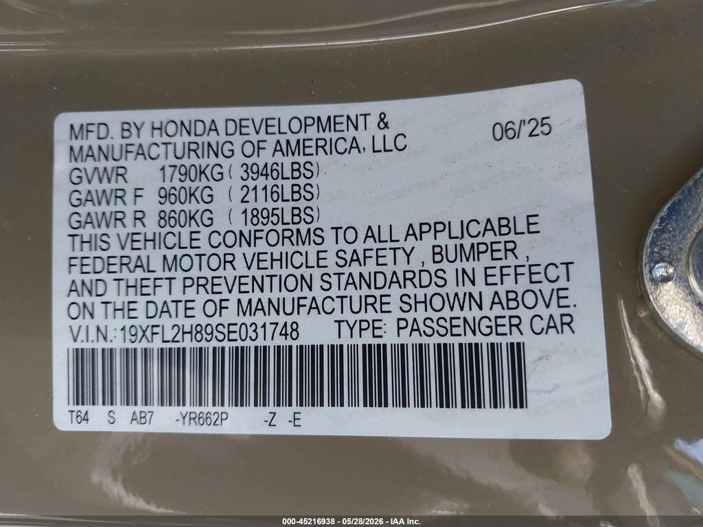 19XFL2H89SE031748 2025 HONDA CIVIC SEDAN photo no. 9