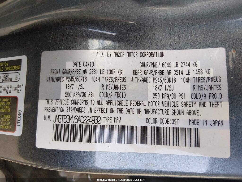 JM3TB3MV6A0224932 2010 MAZDA CX-9 photo no. 9
