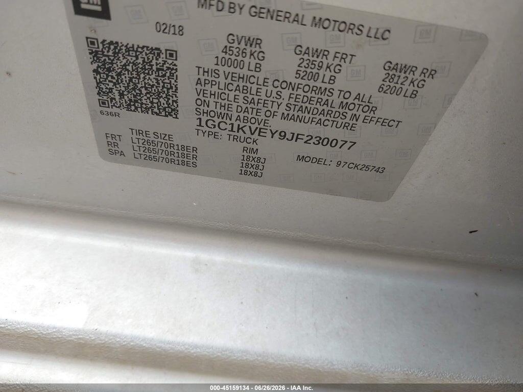 1GC1KVEY9JF230077 2018 CHEVROLET SILVERADO 2500HD photo no. 9