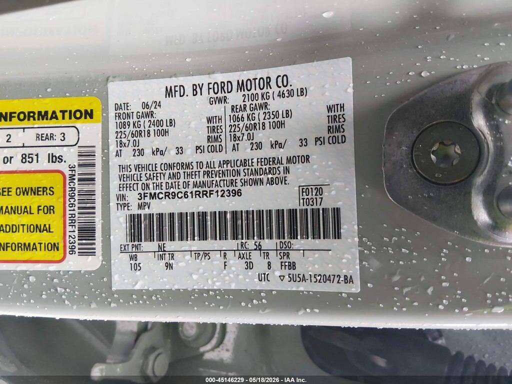 3FMCR9C61RRF12396 2024 FORD BRONCO SPORT photo no. 9