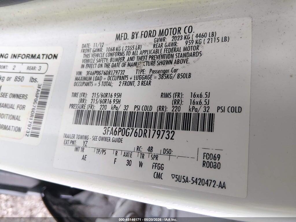 3FA6P0G76DR179732 2013 FORD FUSION photo no. 9