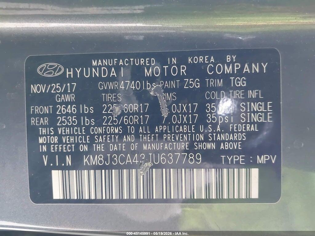 KM8J3CA43JU637789 2018 HYUNDAI TUCSON photo no. 9