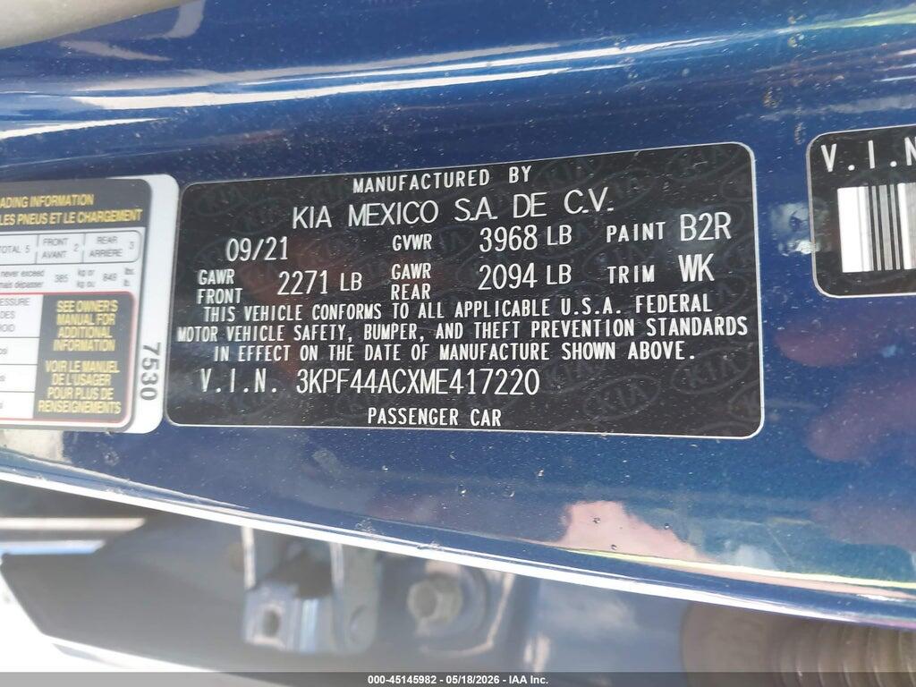 3KPF44ACXME417220 2021 KIA FORTE photo no. 9