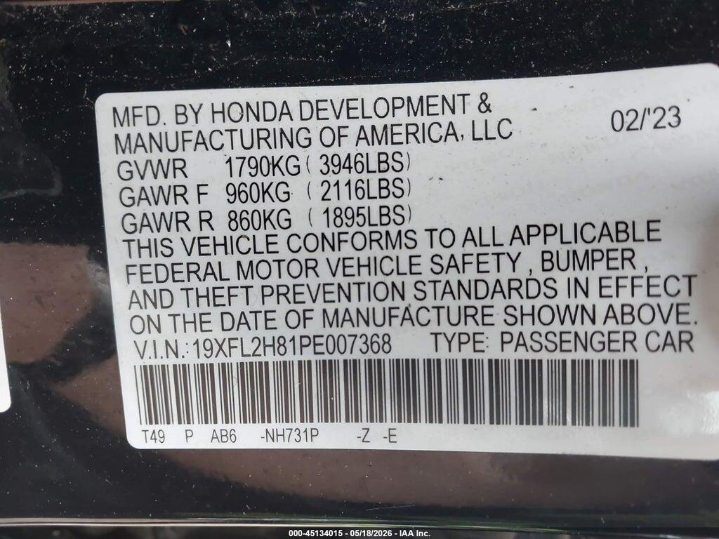 19XFL2H81PE007368 2023 HONDA CIVIC photo no. 9
