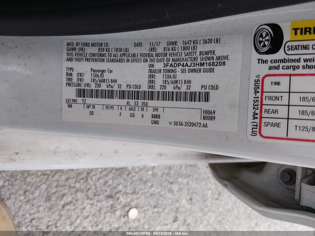 3FADP4AJ3HM168208 2017 FORD FIESTA photo no. 9