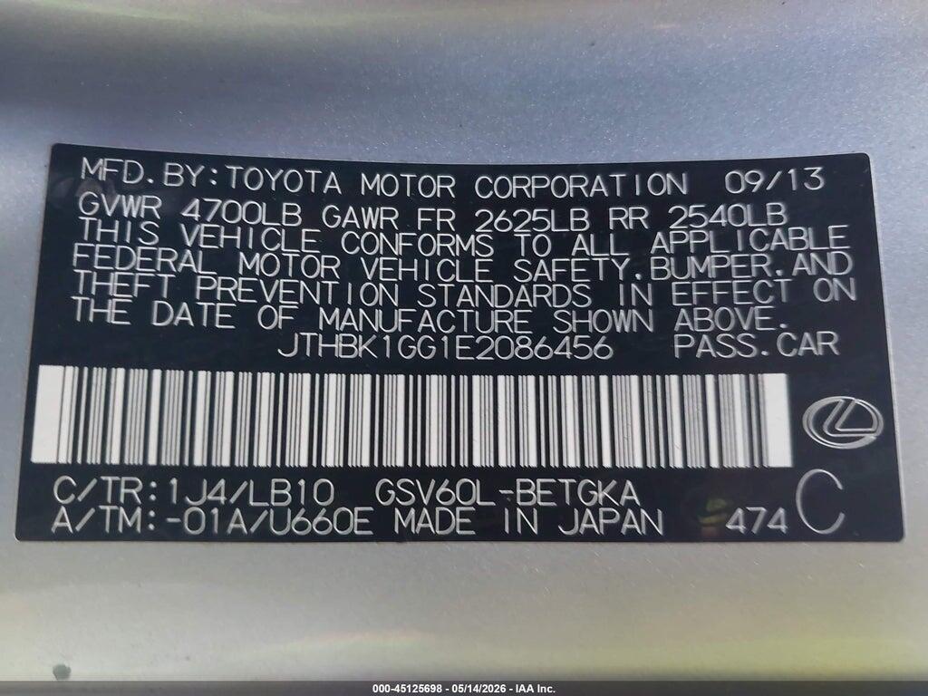 JTHBK1GG1E2086456 2014 LEXUS ES 350 photo no. 9