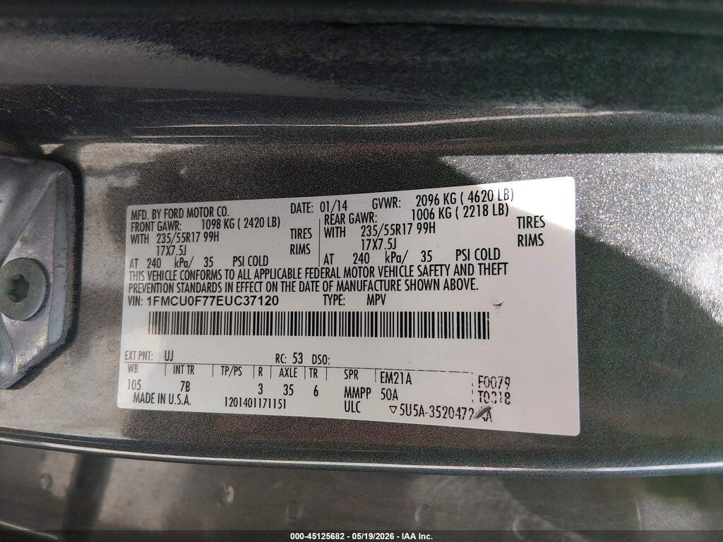 1FMCU0F77EUC37120 2014 FORD ESCAPE photo no. 9