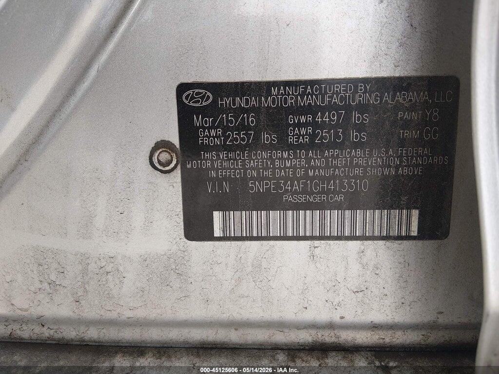 5NPE34AF1GH413310 2016 HYUNDAI SONATA photo no. 9