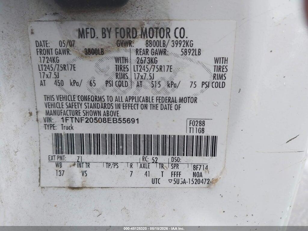 1FTNF20508EB55691 2008 FORD F-250 photo no. 9