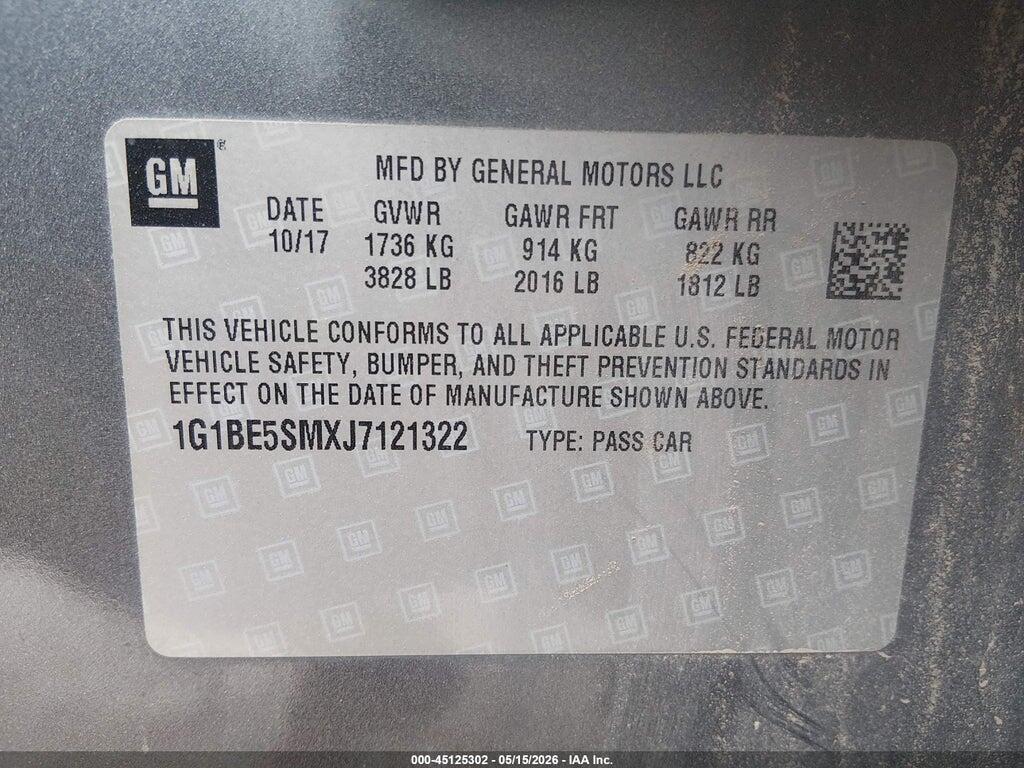1G1BE5SMXJ7121322 2018 CHEVROLET CRUZE photo no. 9