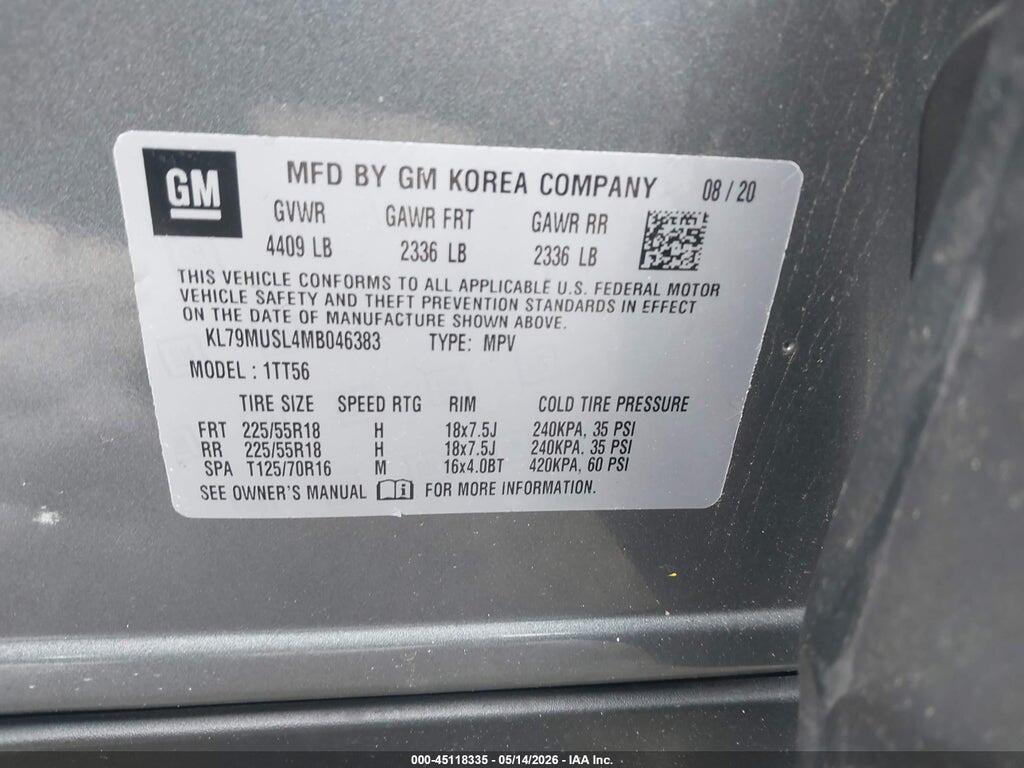 KL79MUSL4MB046383 2021 CHEVROLET TRAILBLAZER photo no. 9