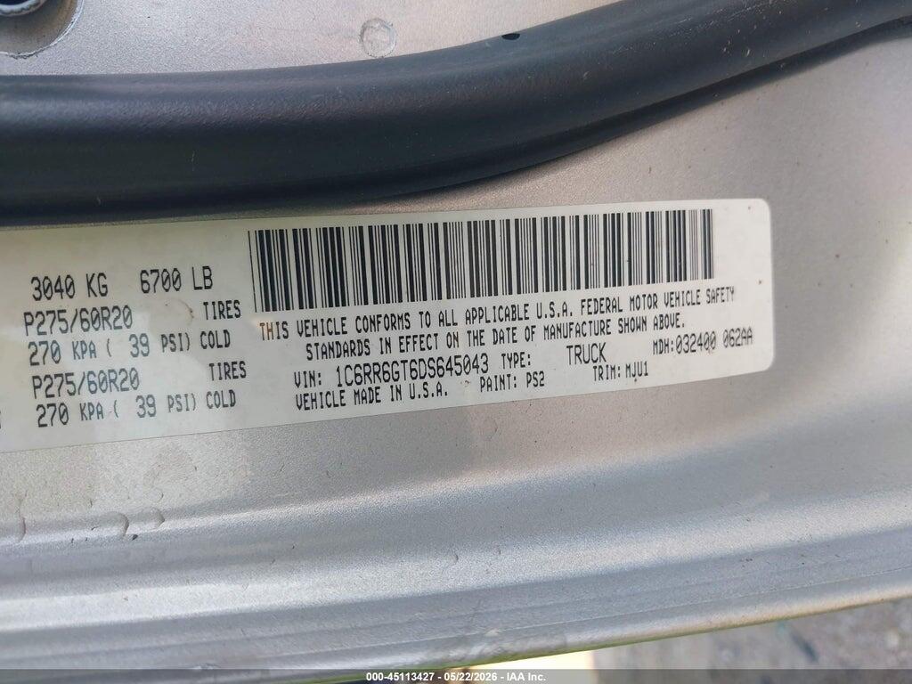 1C6RR6GT6DS645043 2013 RAM 1500 photo no. 9