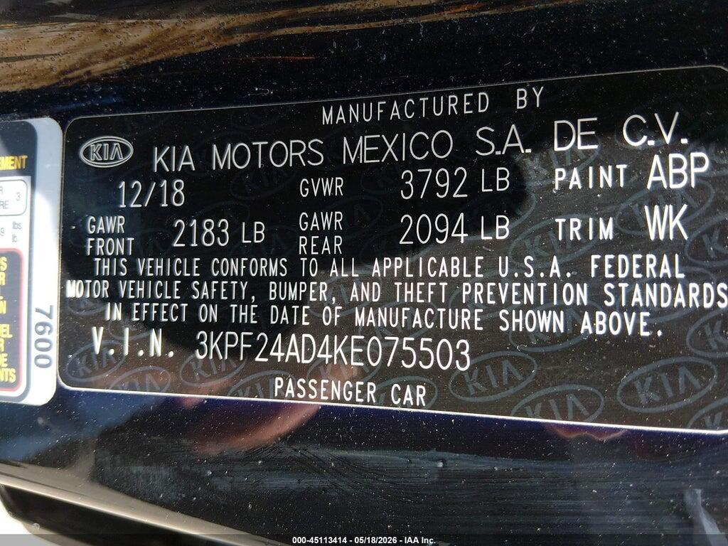 3KPF24AD4KE075503 2019 KIA FORTE photo no. 9