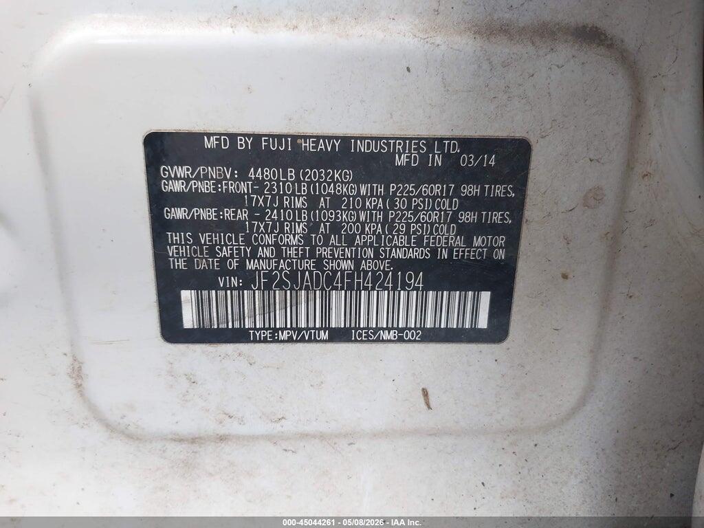 JF2SJADC4FH424194 2015 SUBARU FORESTER photo no. 9