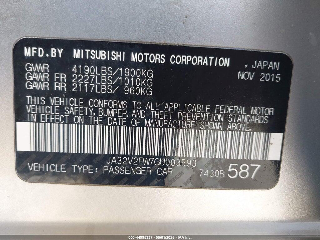 JA32V2FW7GU003593 2016 MITSUBISHI LANCER photo no. 9