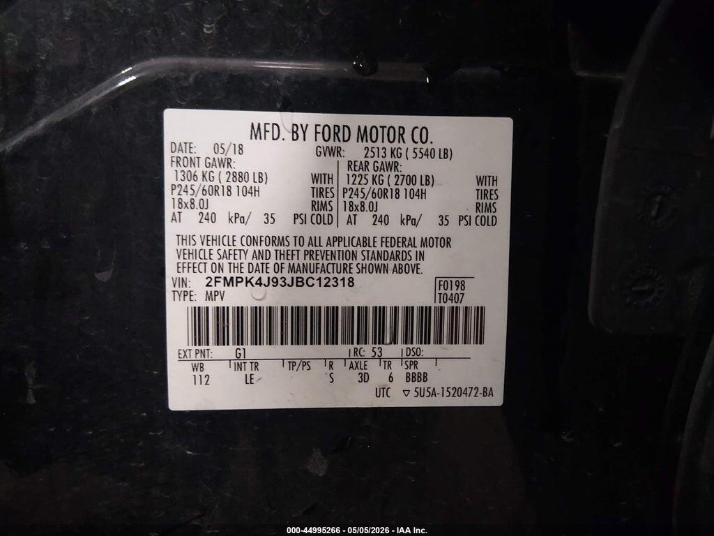 2FMPK4J93JBC12318 2018 FORD EDGE photo no. 9