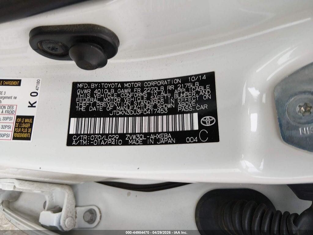 JTDKN3DU3F0417453 2015 TOYOTA PRIUS photo no. 9