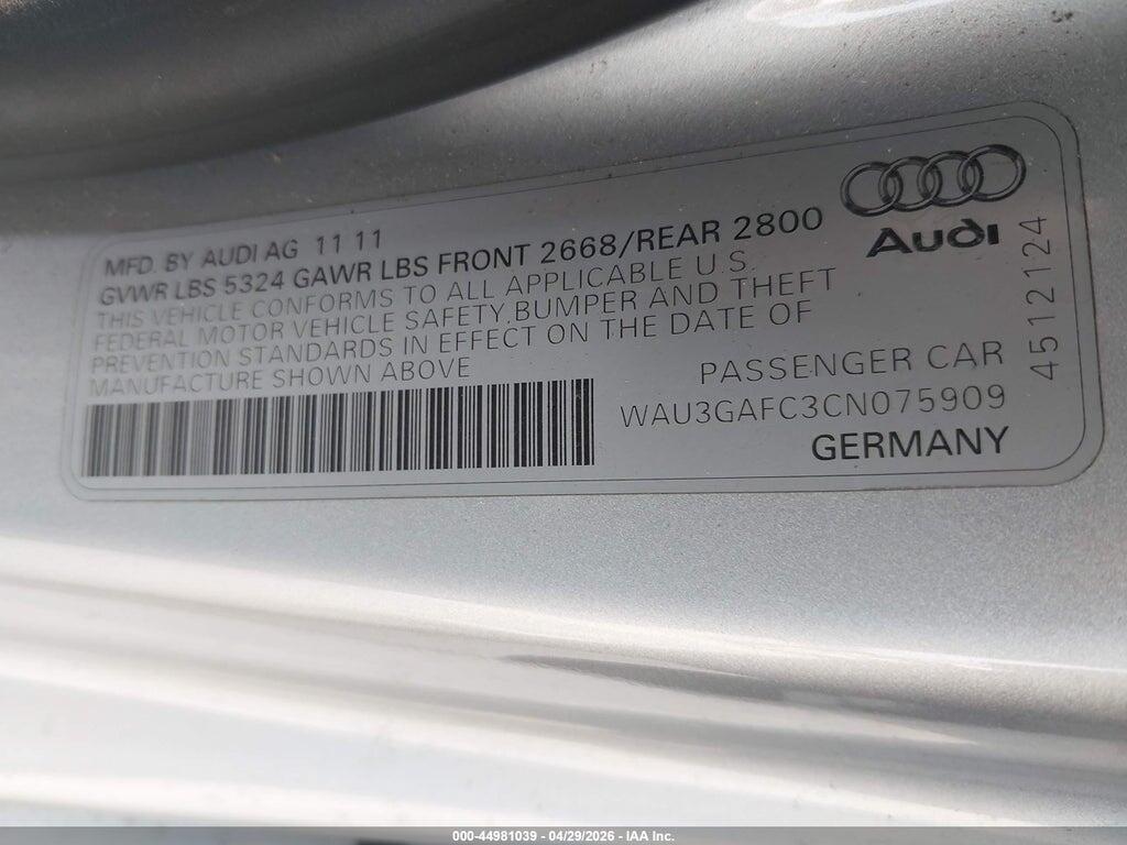WAU3GAFC3CN075909 2012 AUDI A7 photo no. 9