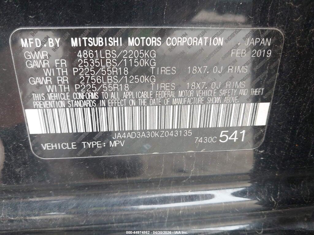 JA4AD3A30KZ043135 2019 MITSUBISHI OUTLANDER photo no. 9