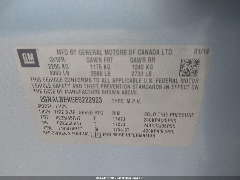 2GNALBEK6E6222923 2014 CHEVROLET EQUINOX photo no. 9
