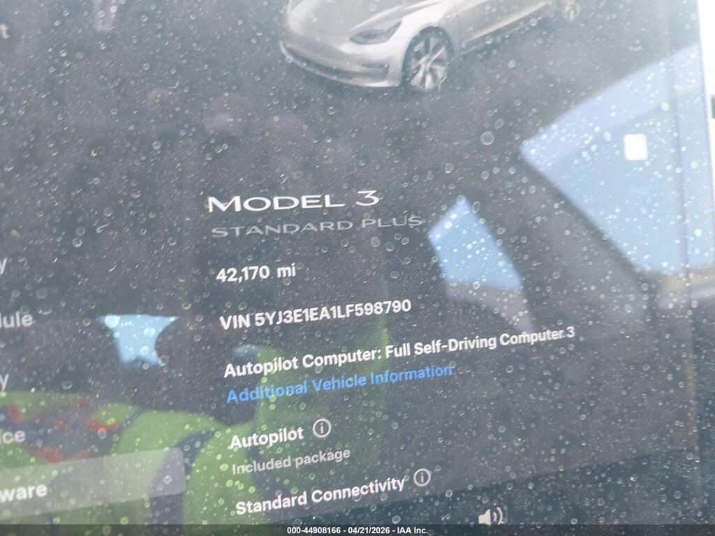5YJ3E1EA1LF598790 2020 TESLA MODEL 3 photo no. 7