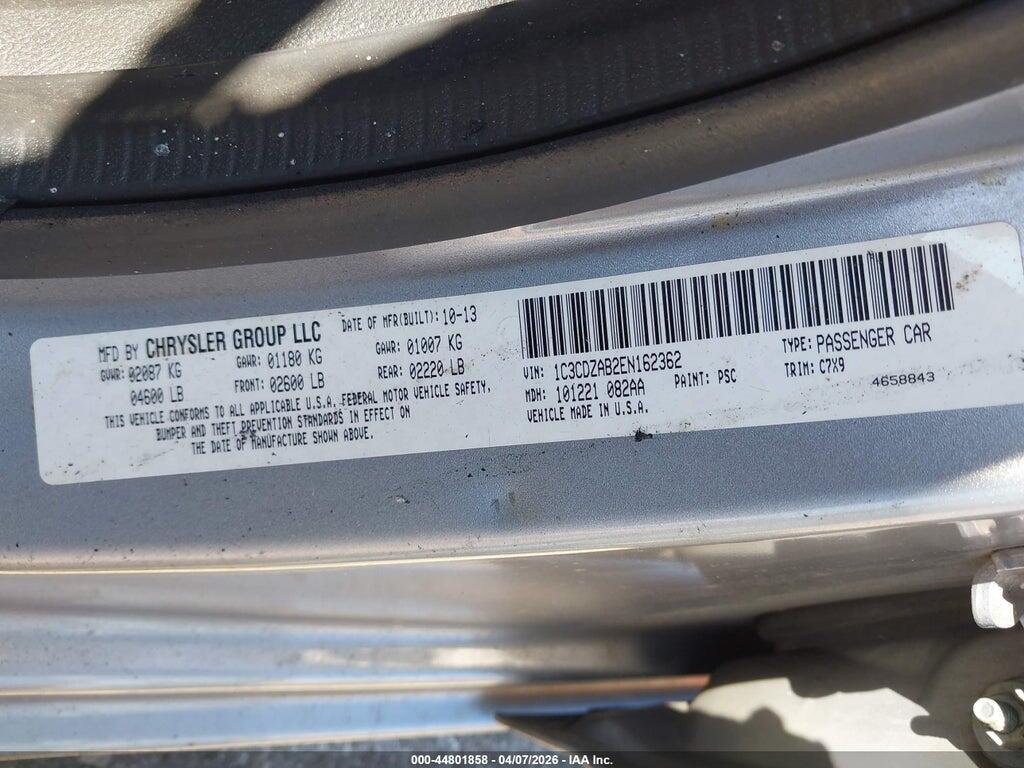 1C3CDZAB2EN162362 2014 DODGE AVENGER photo no. 9