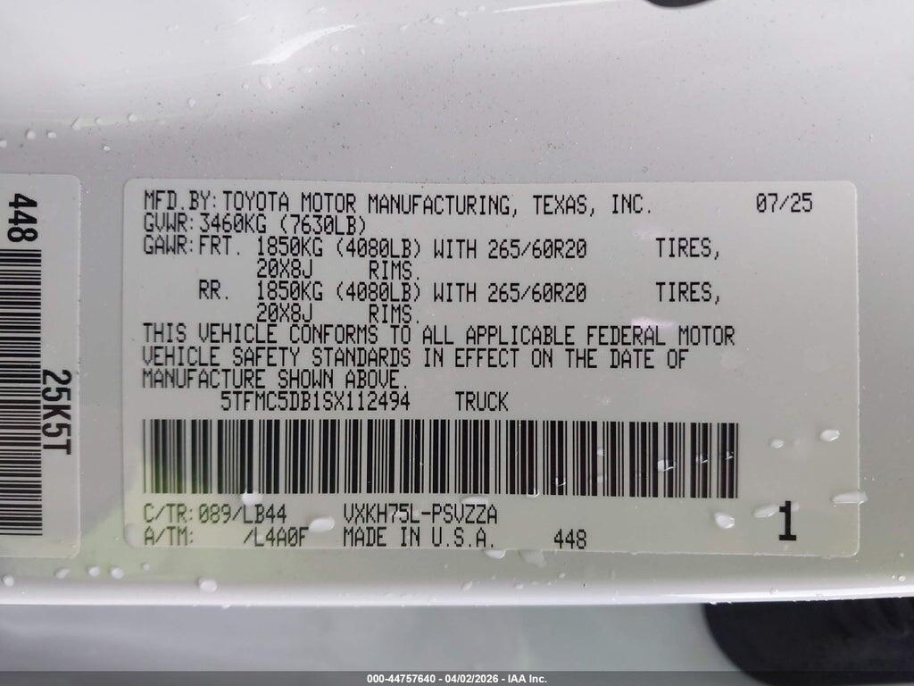 5TFMC5DB1SX112494 2025 TOYOTA TUNDRA HYBRID photo no. 9