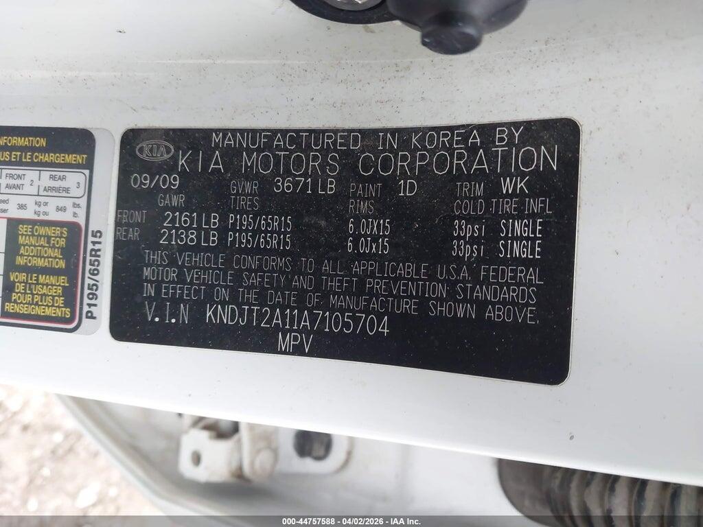 KNDJT2A11A7105704 2010 KIA SOUL photo no. 9