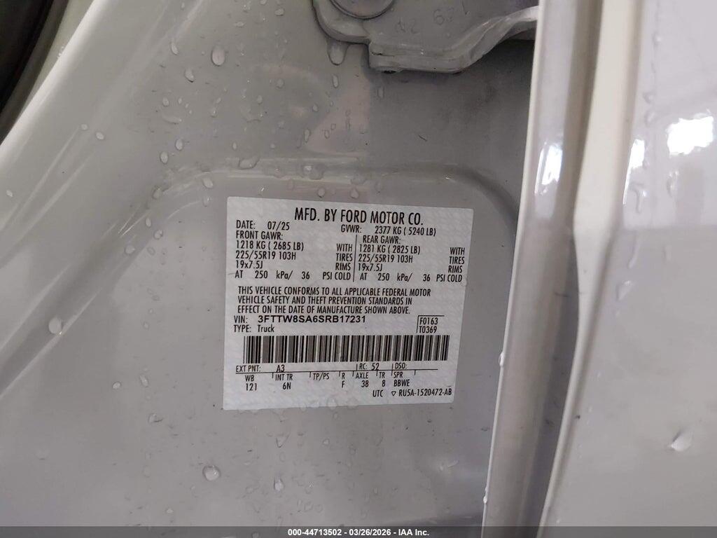 3FTTW8SA6SRB17231 2025 FORD MAVERICK photo no. 9