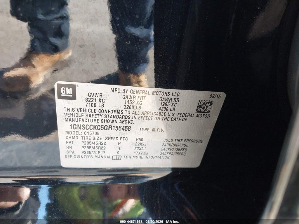 1GNSCCKC5GR156458 2016 CHEVROLET TAHOE photo no. 9