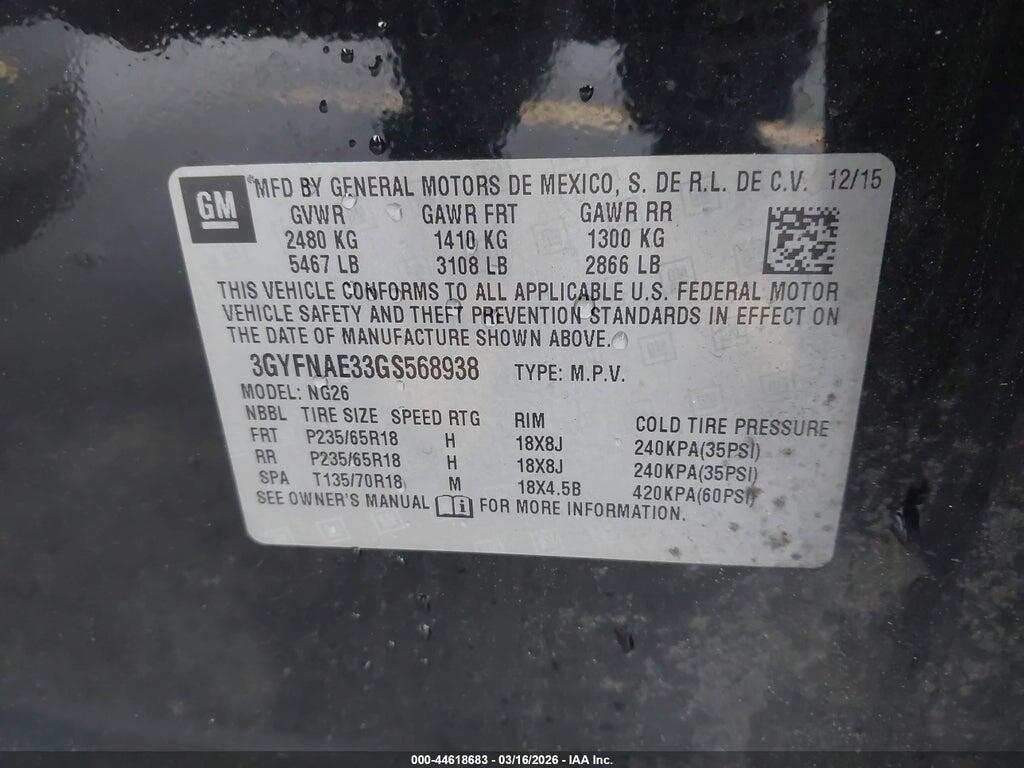 3GYFNAE33GS568938 2016 CADILLAC SRX photo no. 9