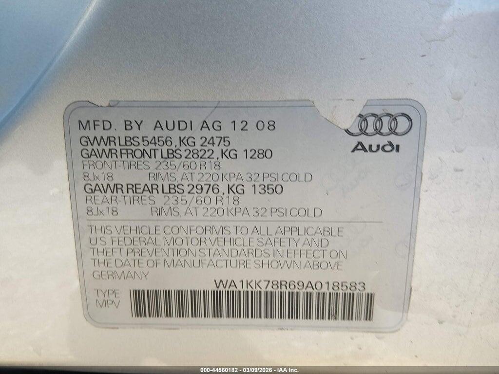 WA1KK78R69A018583 2009 AUDI Q5 photo no. 9