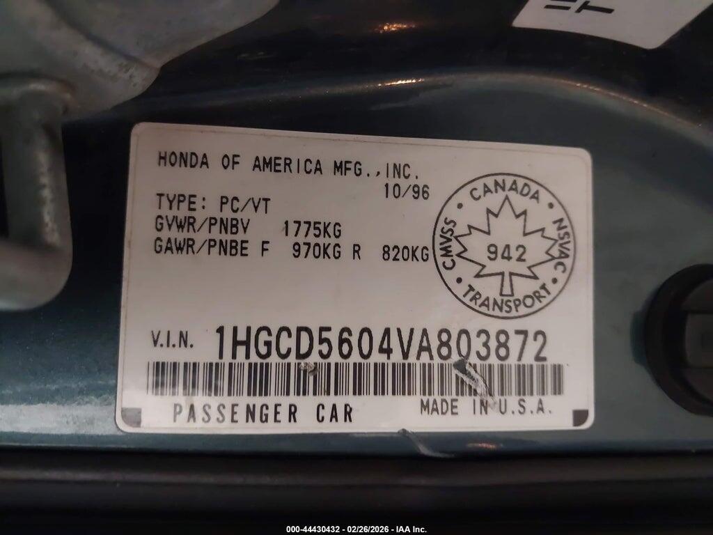 1HGCD5604VA803872 1997 HONDA ACCORD photo no. 9