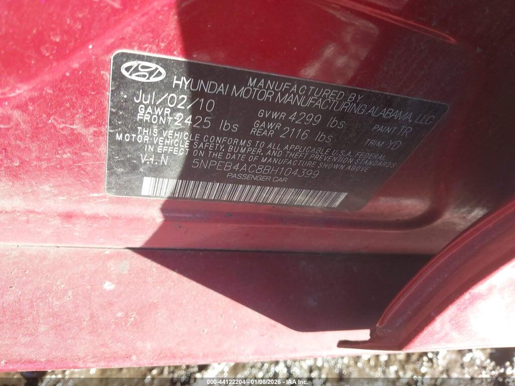 5NPEB4AC8BH104399 2011 HYUNDAI SONATA photo no. 9