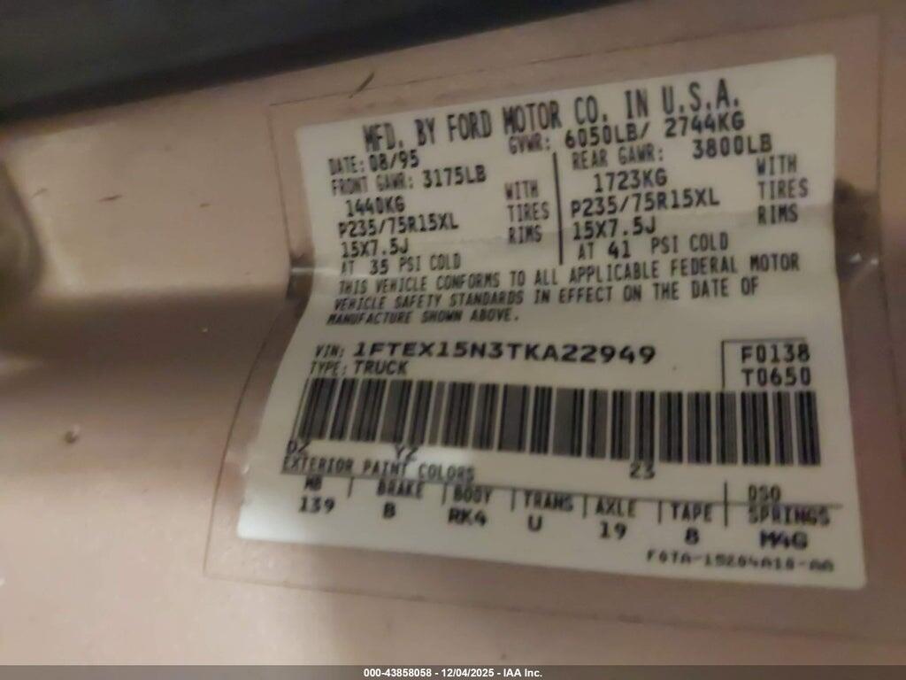 1FTEX15N3TKA22949 1996 FORD F150 photo no. 9