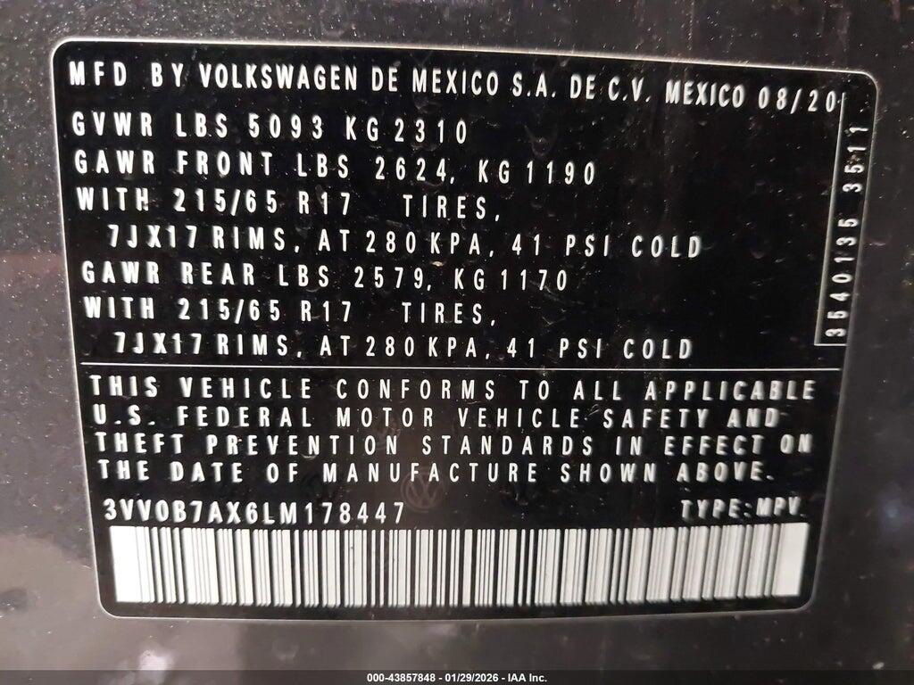 3VV0B7AX6LM178447 2020 VOLKSWAGEN TIGUAN photo no. 9
