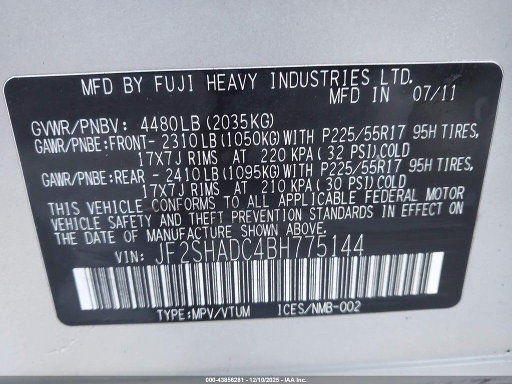 JF2SHADC4BH775144 2011 SUBARU FORESTER photo no. 9