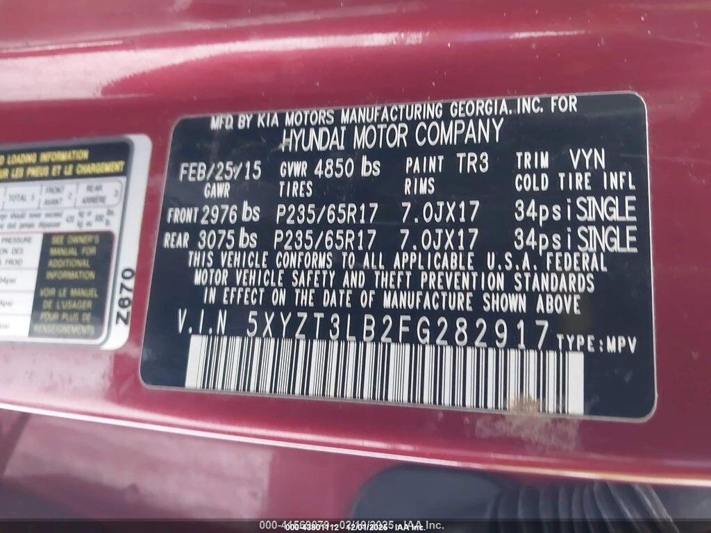 5XYZT3LB2FG282917 2015 HYUNDAI SANTA FE SPORT photo no. 9