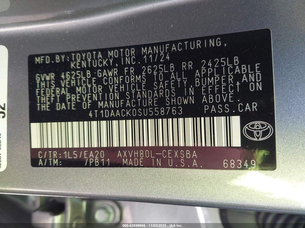 4T1DAACK0SU558763 2025 TOYOTA CAMRY photo no. 9