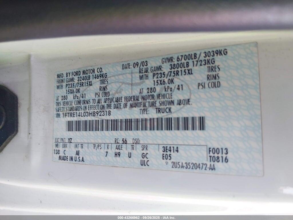1FTRE14L03HB92318 2003 FORD E-150 photo no. 9