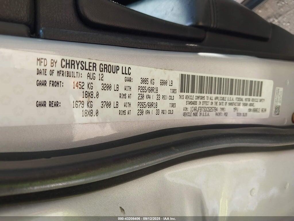 1C4RJFBT5DC525784 2013 JEEP GRAND CHEROKEE photo no. 9