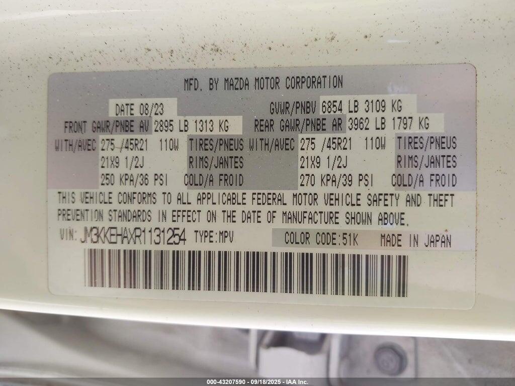 JM3KKEHAXR1131254 2024 MAZDA CX-90 PHEV photo no. 9